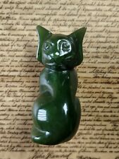Small Vintage Carved Polished Jade Cat/Kitten Figure Sculpture Carving Art picture