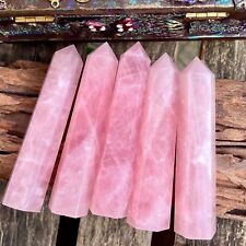 Rose Quartz Healing Crystal Witchy Wand Reiki Tower Point Obelisk Ornament Gifts picture