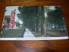 1911 Main Street & Christian Church Rushvlle Indiana IN Mailed to Plainview TX picture