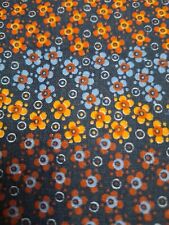 VTG Fabric 44x66 Sewing Crafts Quilting Ditsy Floral Dresses Cotton Brown Blue picture