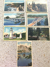 Oregon Postcards Linen Vintage Coastal Bridges Various Lot of 7 picture