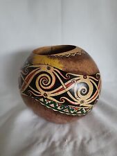 Folk Art Wood Bowl- hand painted And Signed 4.5