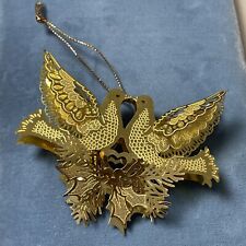 Gold Metal Thin Cut Out Christmas Etched Dove Ornament 3