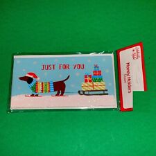 Pack of 5 Dachshund & Sled Just For You Christmas Cards with Money Holder Pocket picture