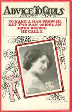 1914 Antique Postcard ADVICE TO GIRLS-To Make a Man Propose Eat 2 Raw Onions…… picture