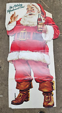 1960s Life Size Santa Christmas Coca Cola Bottle Sign Holiday Refreshment  58x29 picture
