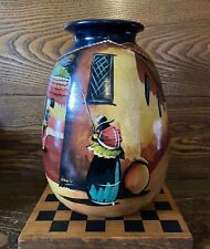 Signed 12” Hand-Made Clay Pottery By Adalid Ecuador picture