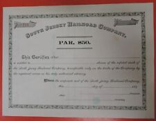 1890s SOUTH JERSEY RAILROAD COMPANY STOCK CERTIFICATE picture