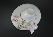 Nuova Copodimonte Figurine WHITE PORCELAIN HAT Pink Flowers Italy Vintage picture