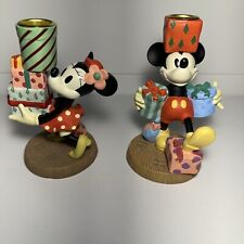 Disney Vintage Season of Song Candle Holders Mickey & Minnie Christmas Birthday picture