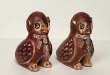 Vintage Handcrafted Hand Painted Mexican Folk Art Pottery Owl Whistle Lot of 2  picture