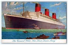 1936 Cunard White Star Liner Queen Mary Steamer Cruise Ship New York NY Postcard picture