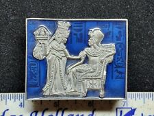 Egyptian Pewter Enamel Stash Pill Trinket Box Cylinder Seal Reproduction  picture
