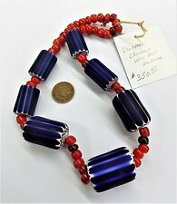 Strand of Venetian Chevron & White Heart African Trade Beads  VN picture