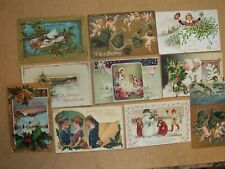 antique 1900's Merry Christmas post cards, lot of 10, some embossed, Tuck's picture