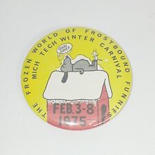 1975 Michigan Tech Winter Carnival Pin Back Button picture