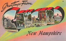 Greetings from Concord New Hampshire Large LetterVintage PC picture