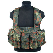 Mil-Tec Tactical Chest Rig Carry Vest MOLLE Webbing Army Carrier Flecktarn Camo picture