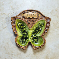 Vintage Treasure Craft Six Flags Green Butterfly Souvenir Tray Dish picture