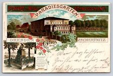 Postcard Germany Gruss aus Dresden Zschernitz Paradiesgarten Litho c1900 AD30 picture