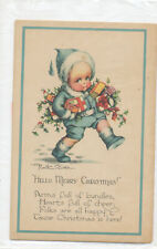 CHRISTMAS postcard -  A/S R SUREH - BOY WITH GIFTS used 1925 picture