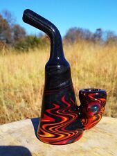 Fire Linework Glass Tobacco Stand Up Cavalier Water Bubbler Pipe picture