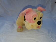 Vintage Bulldog Nodder Flocked Velvet Bobble Head Pink and White READ  picture