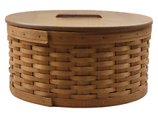 Longaberger 2004 Hostess Hat Box 13-inch Basket w/ Wood Lid & Plastic Protector picture