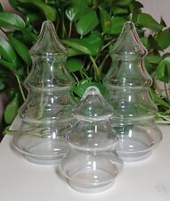3 Clear Glass Christmas Tree Jars Canisters Containers Set Lot  picture