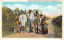 UPICK POSTCARD Seminole Indian Family on the March, Florida, Unposted PC picture