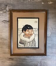 Vintage Signed P. Tuckichuk Alaskan Inuit Eskimo Painting  picture