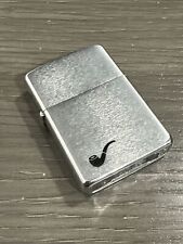 1989 Vintage Zippo Pipe Lighter - Brushed Chrome With Pipe Logo picture