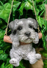 Lifelike Mini Schnauzer Puppy Macrame Branch Hanger 5.25