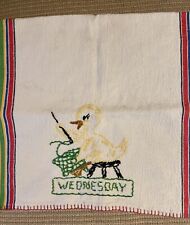 Vintage Embroidered Tea Or Cup Towel  - Wednesday Day of the Week From '50s picture
