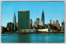 c1960s Mid-Manhattan Skyline East River Across Vintage Postcard picture