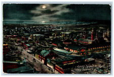 1912 Bird's Eye View Of Coney Island At Moon Night Scene New York NY Postcard picture