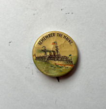 Vintage Remember The Maine Pinback Button picture