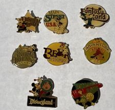 Disney Vintage 1985 Disneyland 30th Anniversary 8 Enameled Pin Set Lot All Lands picture