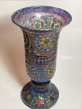 Large Mosaic Colored Glass Vase Mid Century Gothic picture