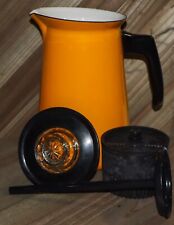 Enamelware Percolator Orange Coffee Pot w/ Insert Mid Century Modern Vtg picture
