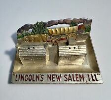 Vintage Lincoln's New Salem Illinois Metal Salt & Pepper Shakers Rare Find picture