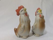 Vintage Porcelain Rooster Salt & Pepper Shaker Set Country Farmhouse Farm Japan picture