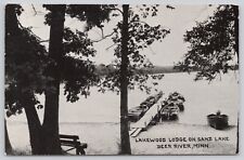 LAKEWODD LODGE ON SAND LAKE, DEER RIVER MINNESOTA, BOATS ON DOCK, RPPC c. 1950s picture