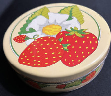 Vintage Valleybrook Farms Round Tin with Lid-Strawberries 6.5