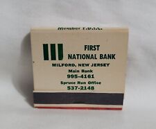 Vintage First National Bank Matchbook Milford New Jersey Advertising Matches picture