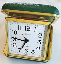 Vintage EUROPA Travel Alarm Clock Made In Germany 2 Jewels Folding picture