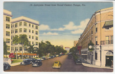 Lafayette Street Scene From Grand Central Tampa Florida FL Linen Postcard Posted picture