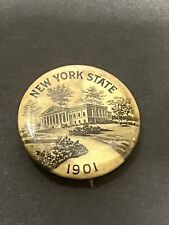 1901 New York State Badge Button Pin Pinback Whitehead + Hoag Vtg Antique Scarce picture