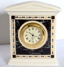LENOX USA 'Forum' TABLE CLOCK Desk Shelf-  Ceramic w/Ivory, Gold, & Marble tones picture