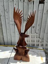 Large Hand Carved Wood Eagle With Chicks 33